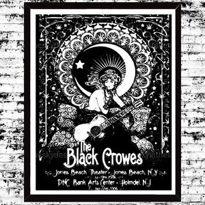 Black Crows Elegant Music Art Nouveau Black and White Celestial Art Print 8.5x11